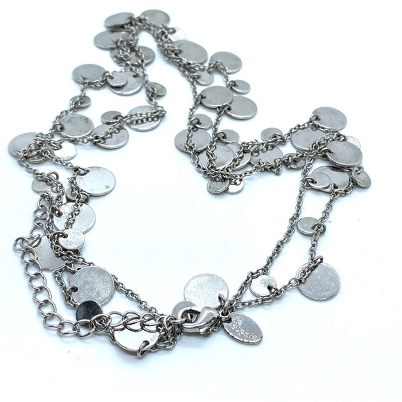 LIA SOPHIA Long Silvertone Chain Dangles Necklace - Picture 7 of 8